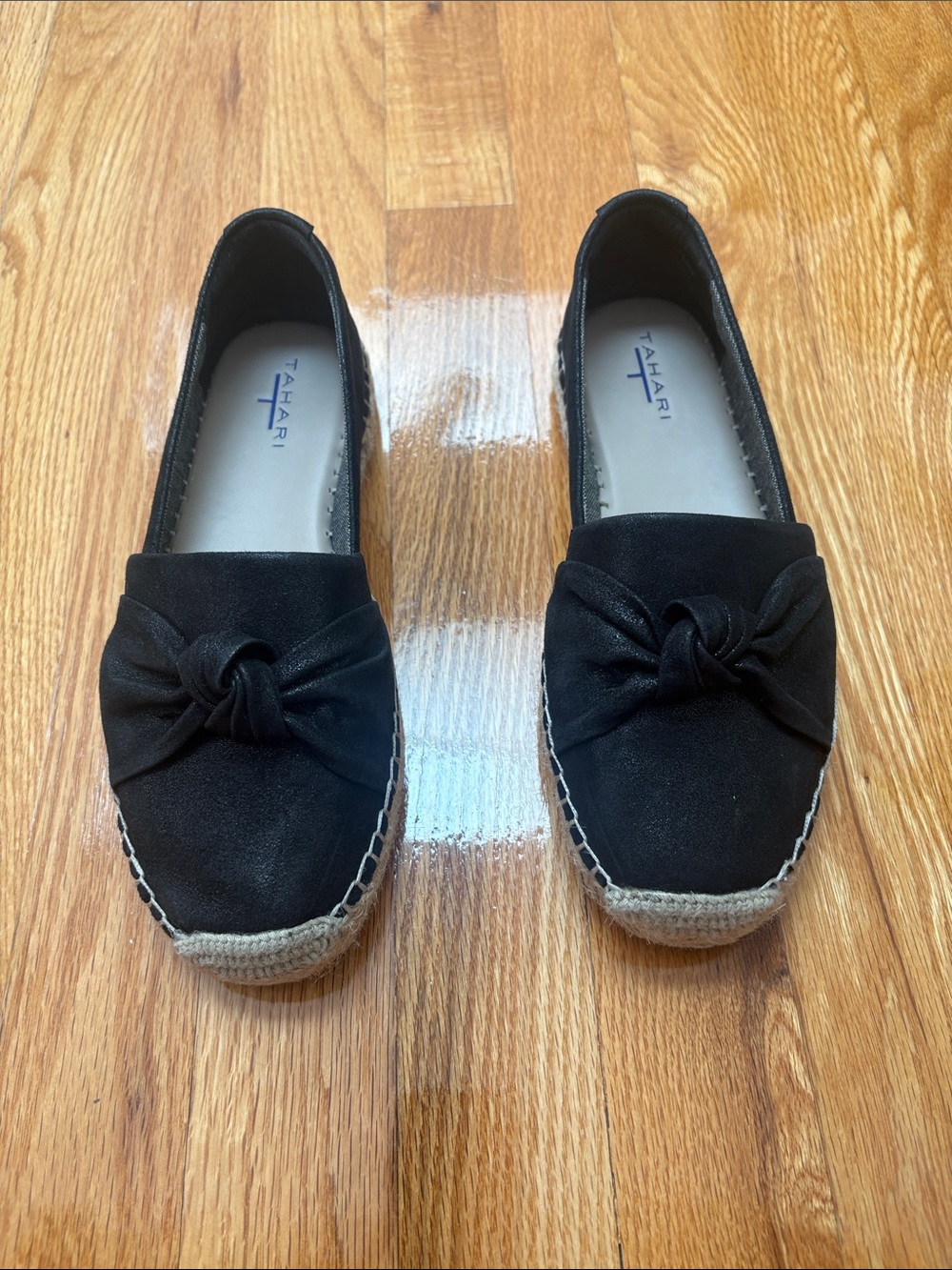 Tahari Black Knotted Espadrille Slip-Ons. Worn Once!